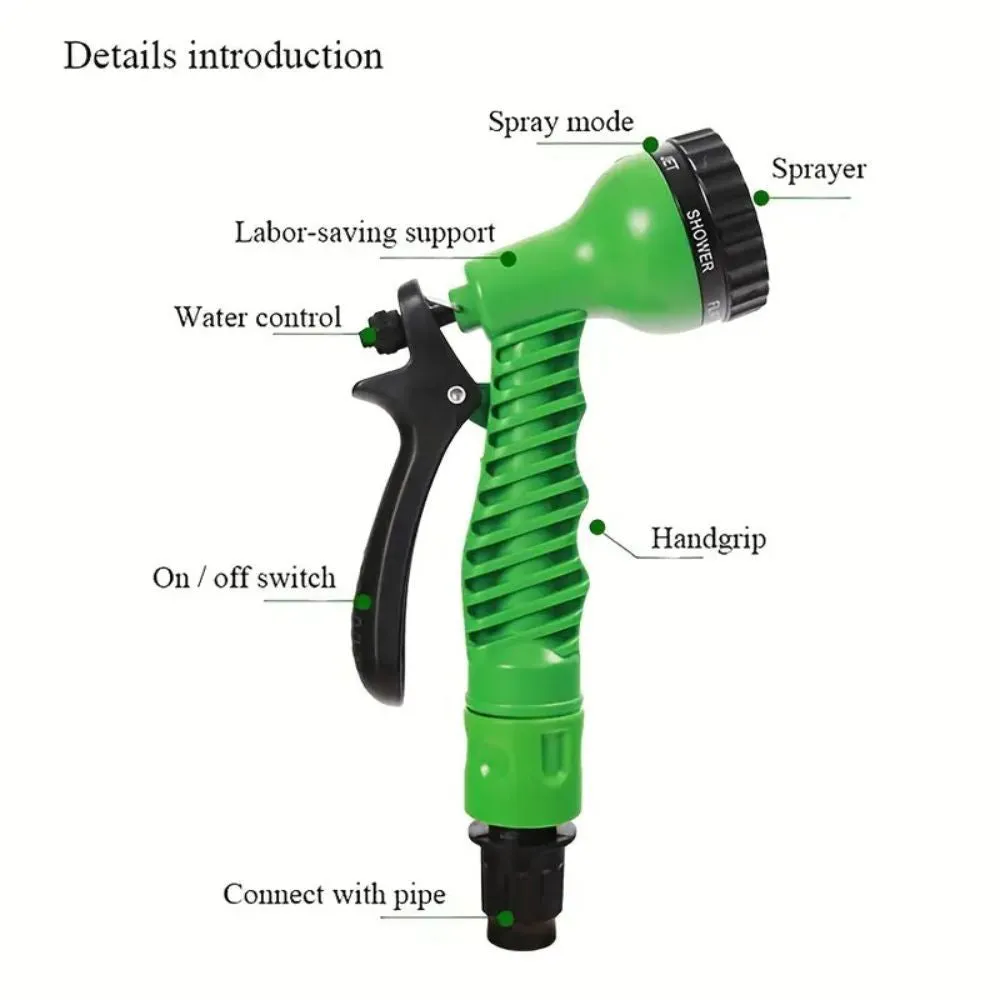15m Anti-Kink Expandable Garden Hose | Flexible | Tangle-Free | Water Hose with Adjustable Spray Nozzle