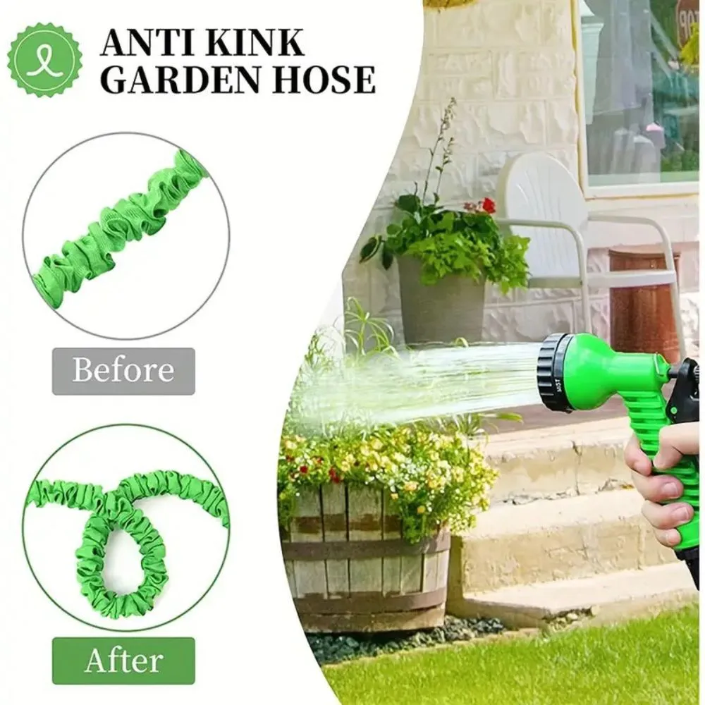 15m Anti-Kink Expandable Garden Hose | Flexible | Tangle-Free | Water Hose with Adjustable Spray Nozzle