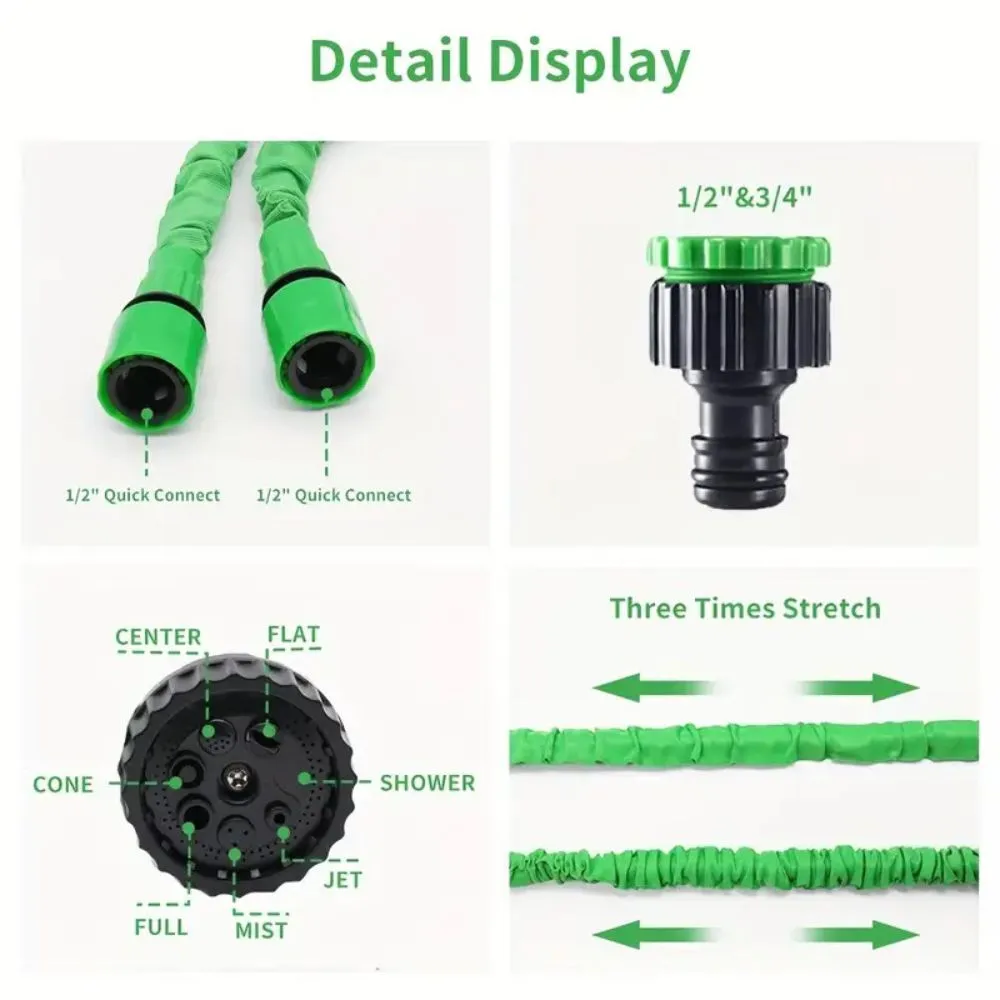15m Anti-Kink Expandable Garden Hose | Flexible | Tangle-Free | Water Hose with Adjustable Spray Nozzle
