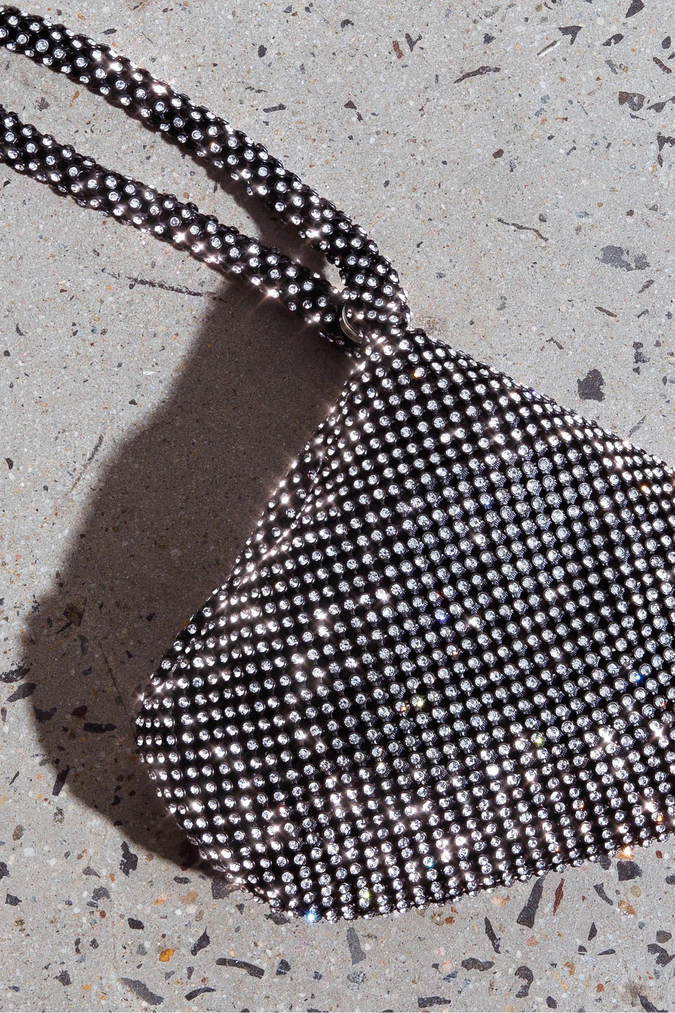 Elegant Black Amore Diamante Mesh Shoulder Bag - Chic & Stylish Accessory