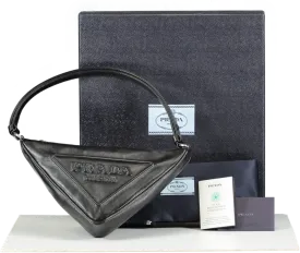 Black Prada Triangle Leather Embossed Logo Mini-bag BNIB