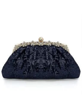 Blue Vintage Sequined Clutch Bag