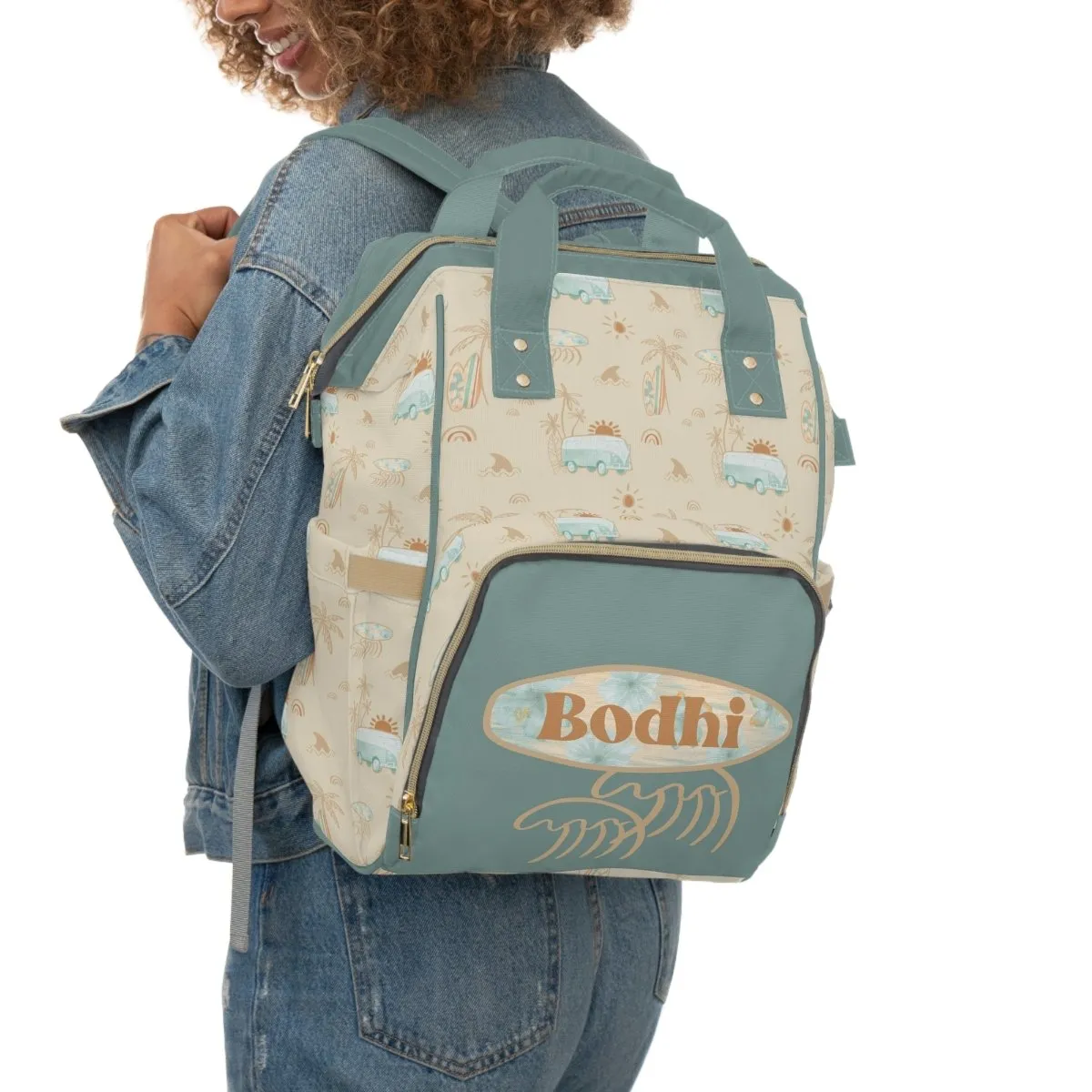 Boho Surfer Personalized Backpack Diaper Bag
