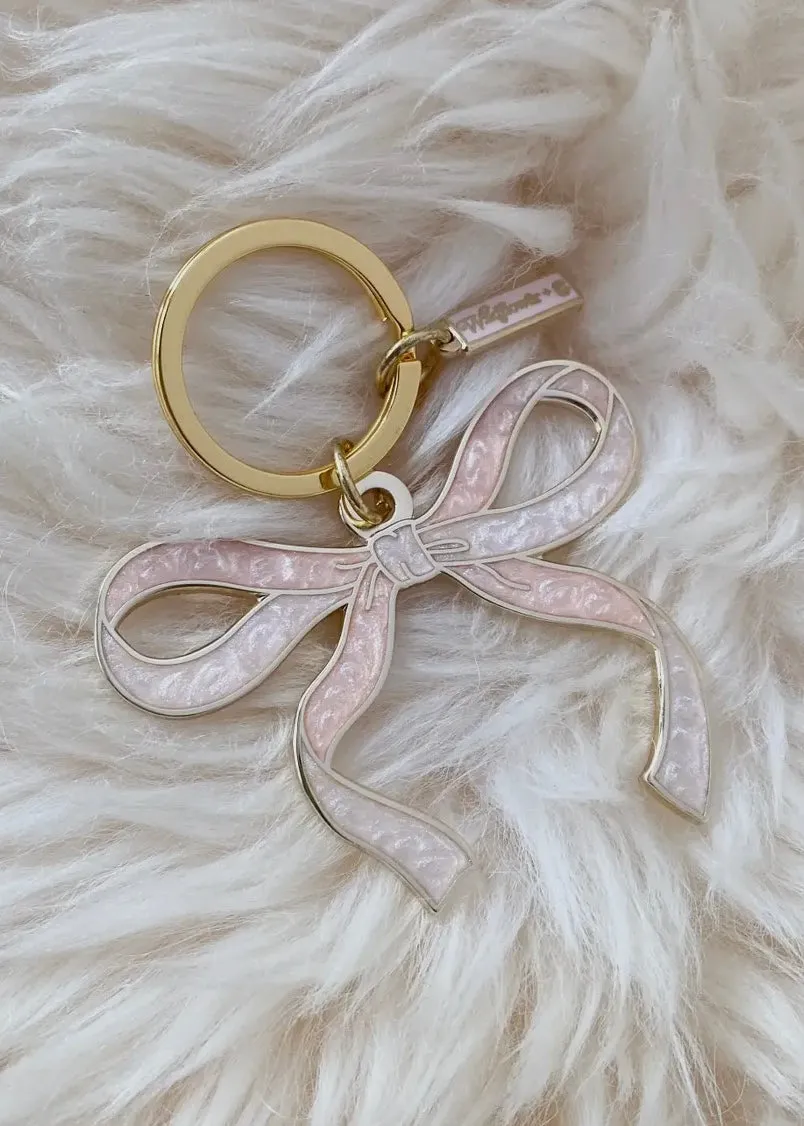 Bow Keychain in Pearlized Pink
