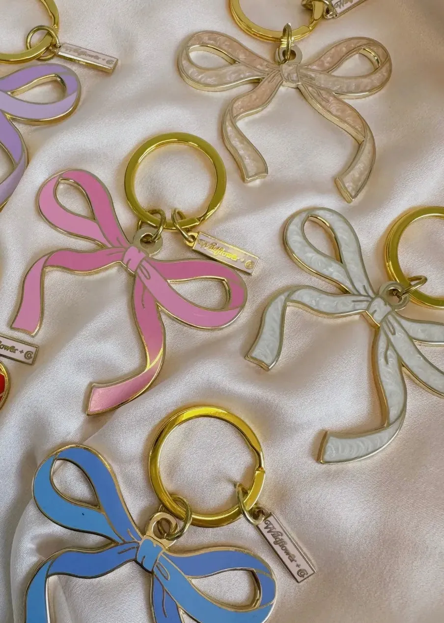 Bow Keychain in Pearlized Pink