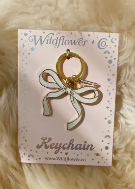 Bow Keychain in Pearlized White