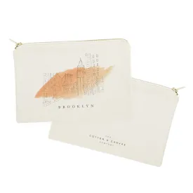 Brooklyn Cityscape Cotton Canvas Cosmetic Bag