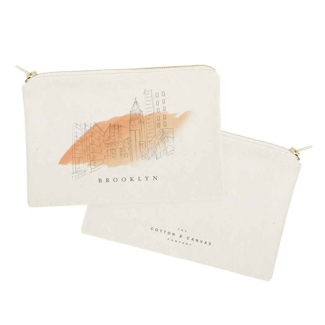 Brooklyn Cityscape Cotton Canvas Cosmetic Bag