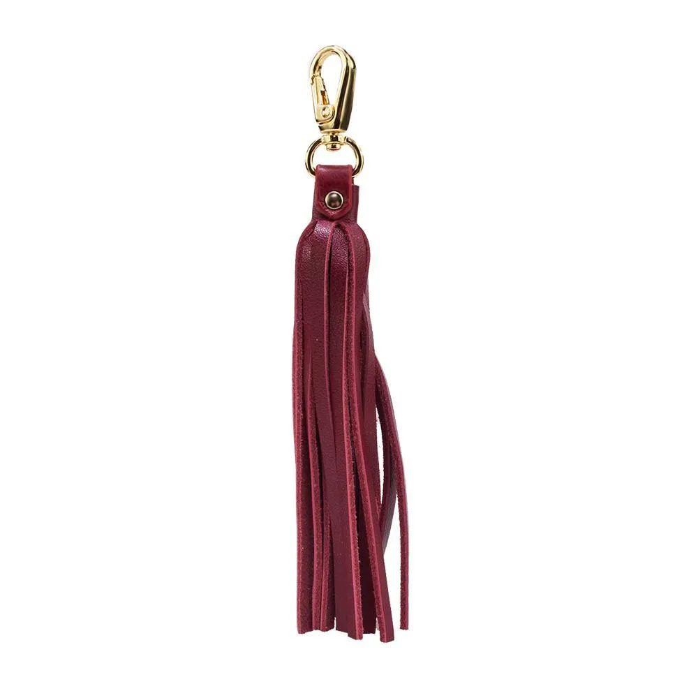 ClaudiaG Fringe Power Leather Bag Charm-Cab/Gold