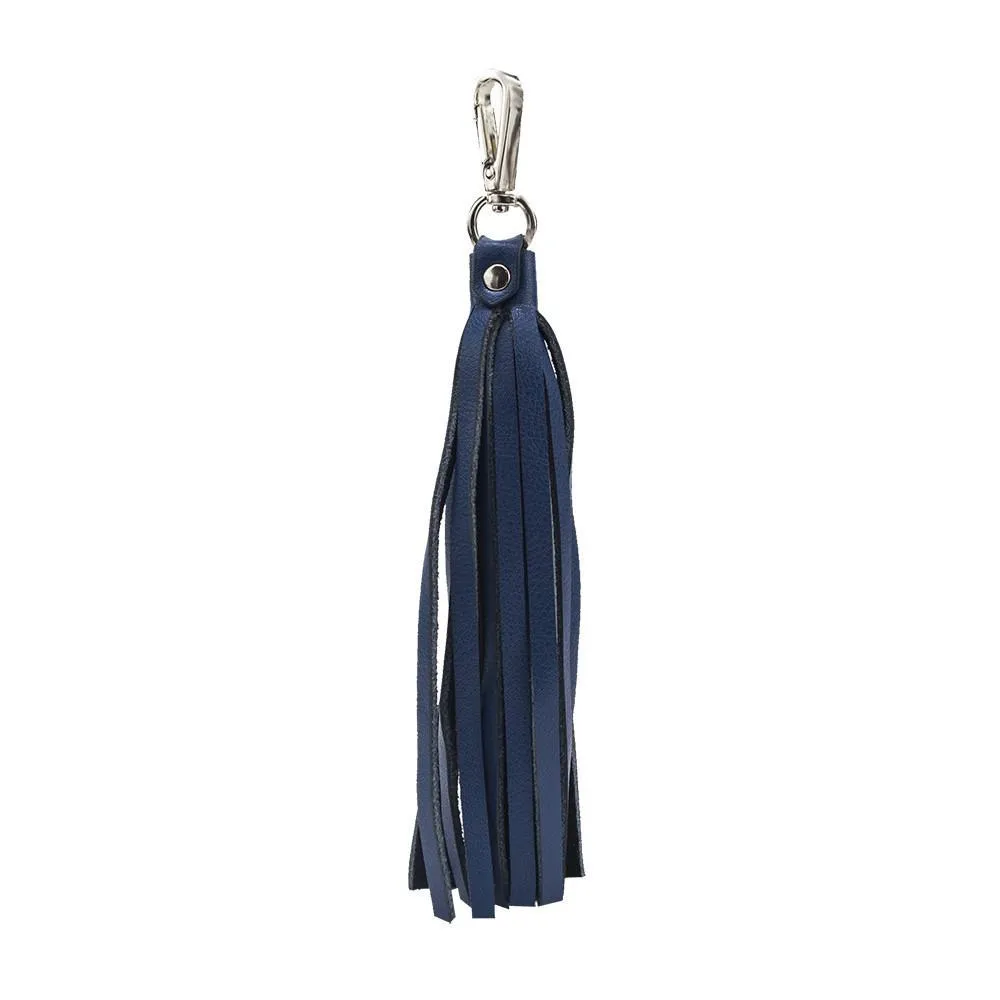 ClaudiaG Fringe Power Leather Bag Charm-Sapphire/Silver