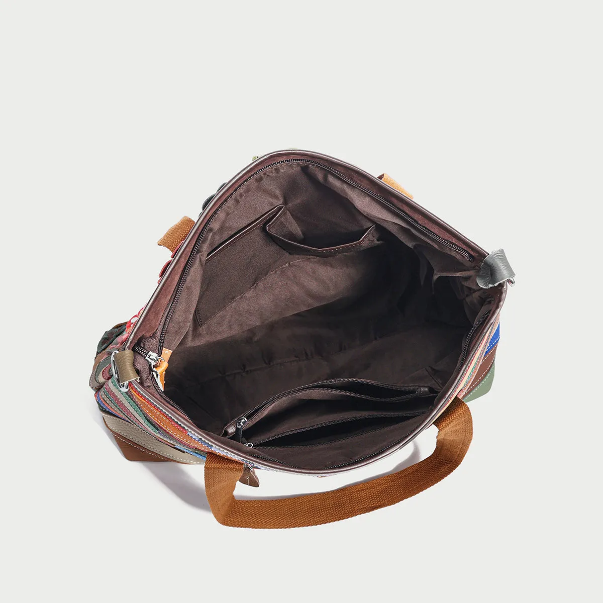 Colorful Hippie Leather Tote Bag