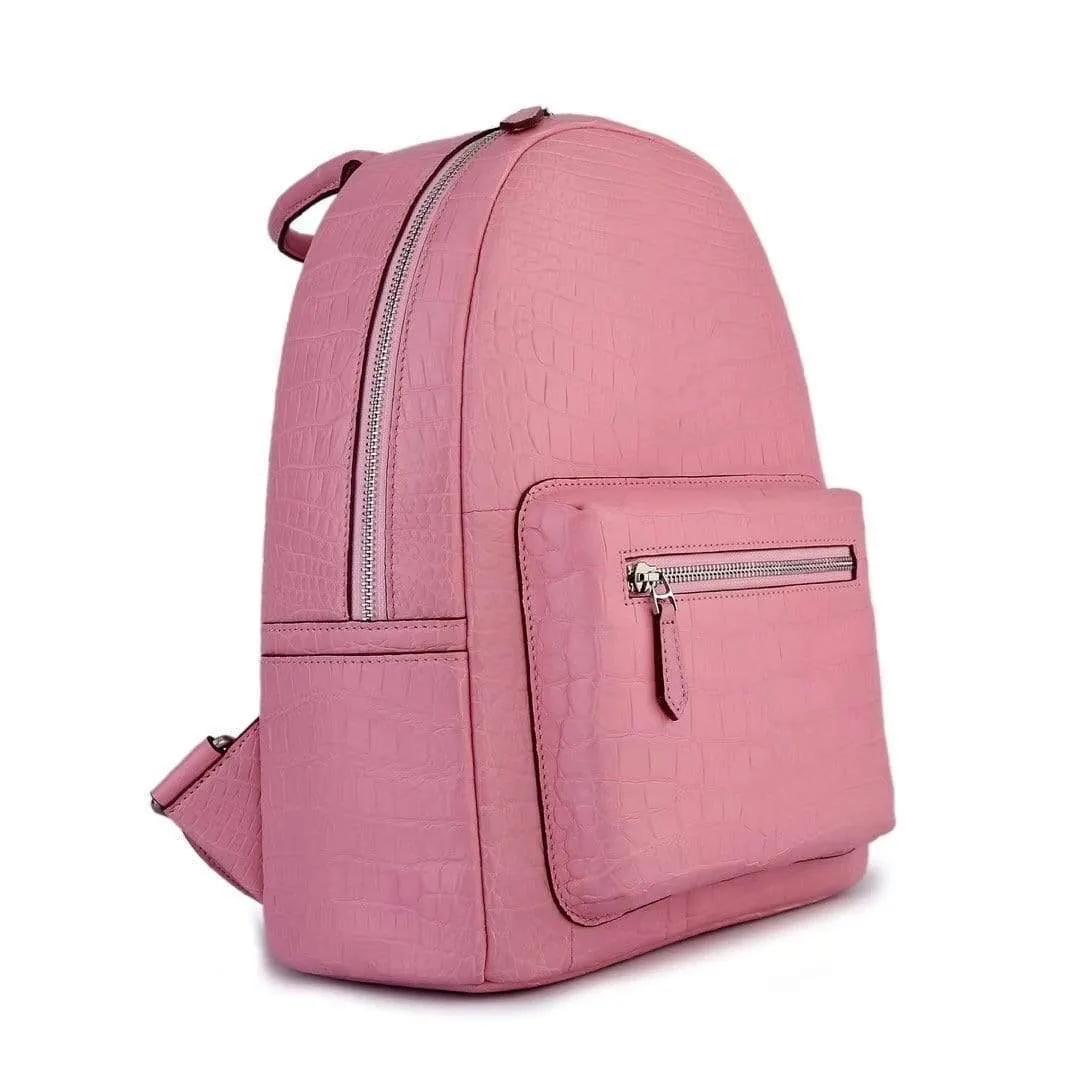 Crocodile Leather Backpack  Pink For Women