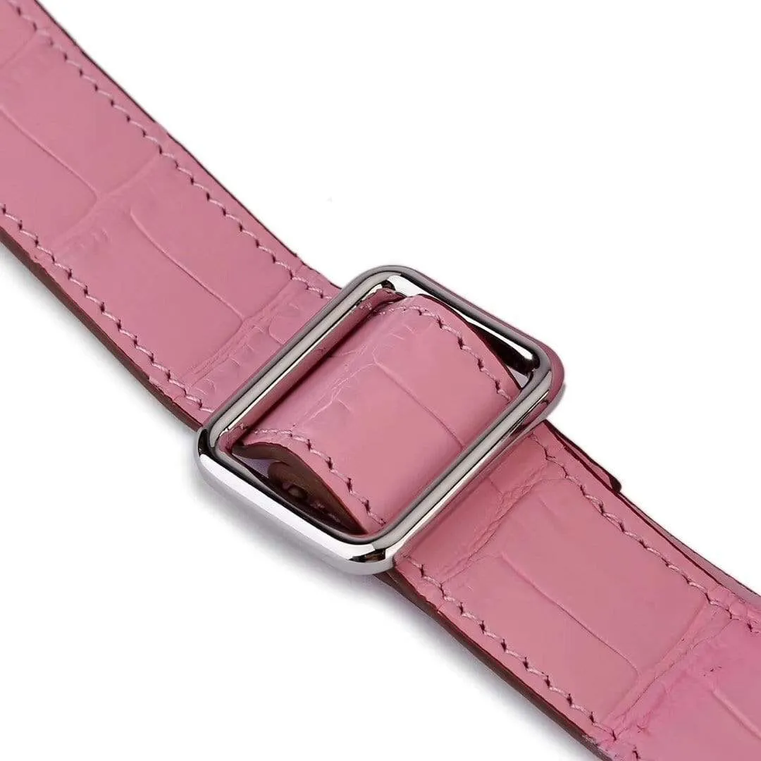 Crocodile Leather Backpack  Pink For Women