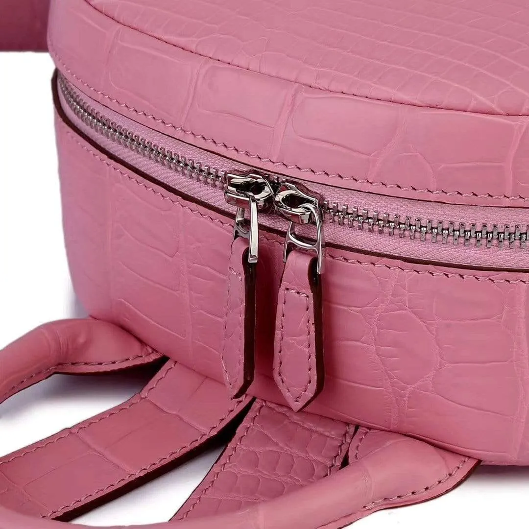 Crocodile Leather Backpack  Pink For Women