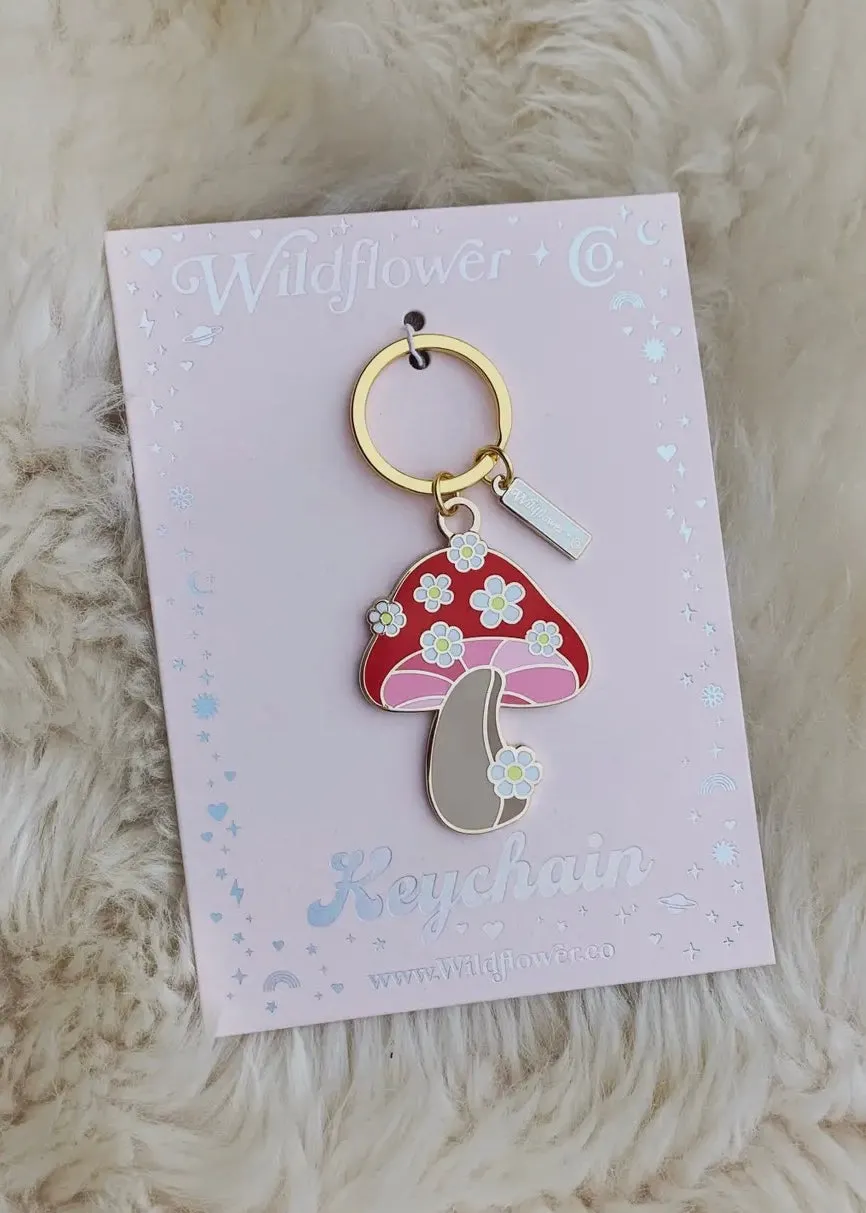 Daisy Mushroom Keychain
