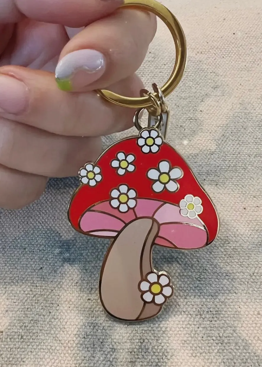 Daisy Mushroom Keychain