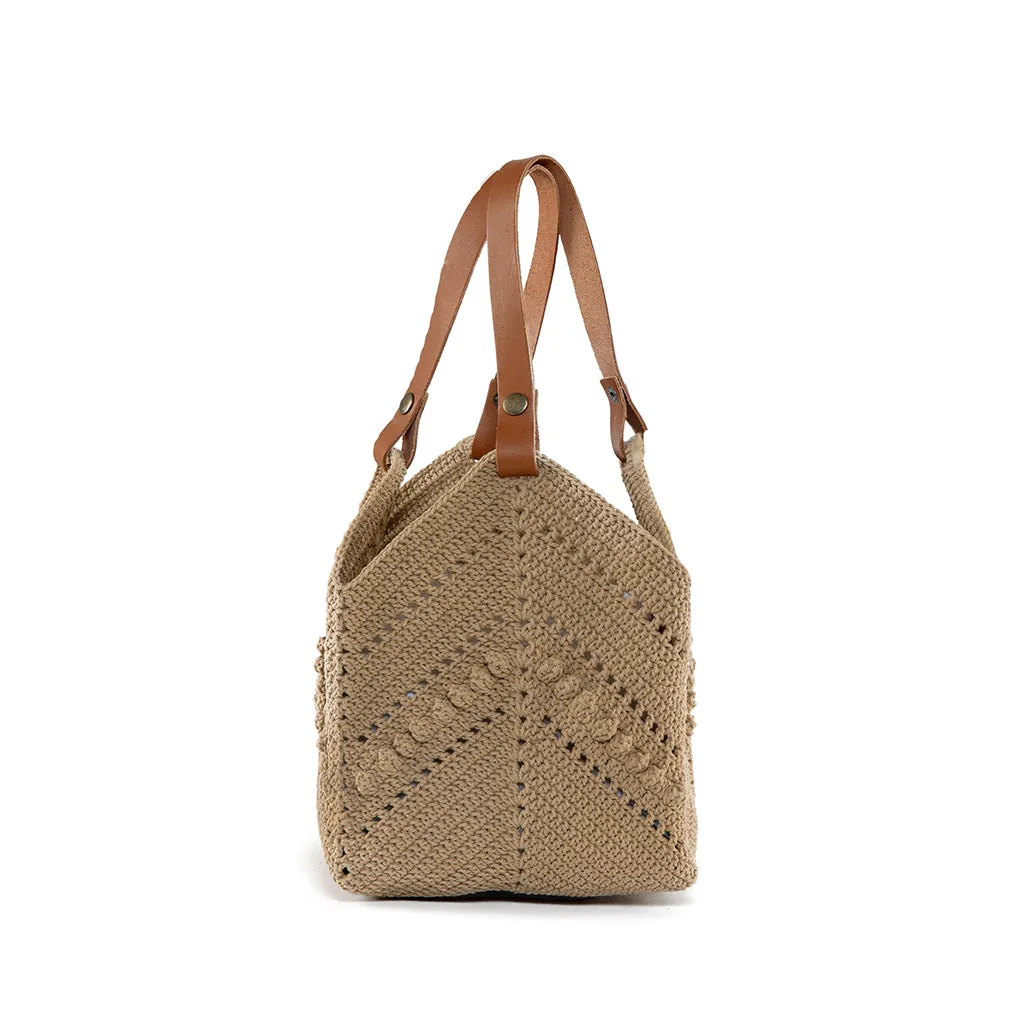 Daniela Knotted Crochet Tote Tan