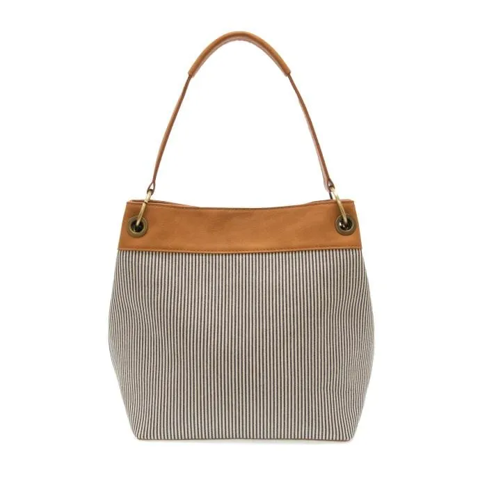 Denim Pinstripe Laurel Canvas Shoulder Bag