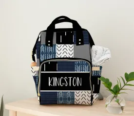 DIAPER BAG BACKPACK - PERSONALIZED TRIBAL PATCHWORK