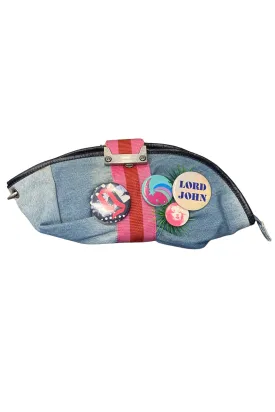 JOHN GALLIANO DENIM CLUTCH WITH DETACHABLE CHAIN AND COIN PURSE