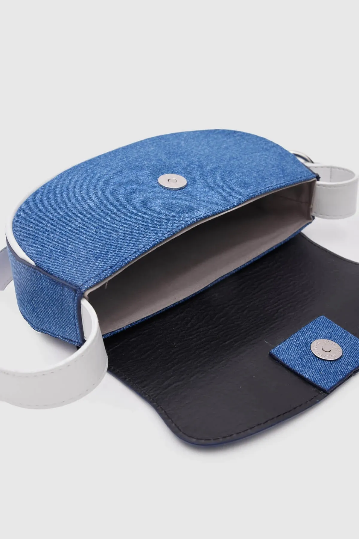 Mini White Denim Baguette Bag