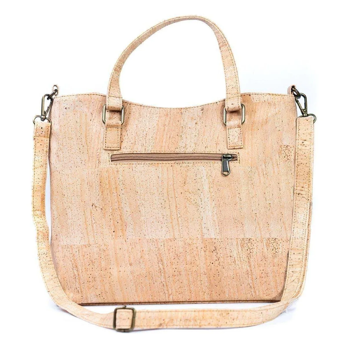 Natural Cork and Tobacco Brown Accent Women's Tote Bag, Cork from Portugal