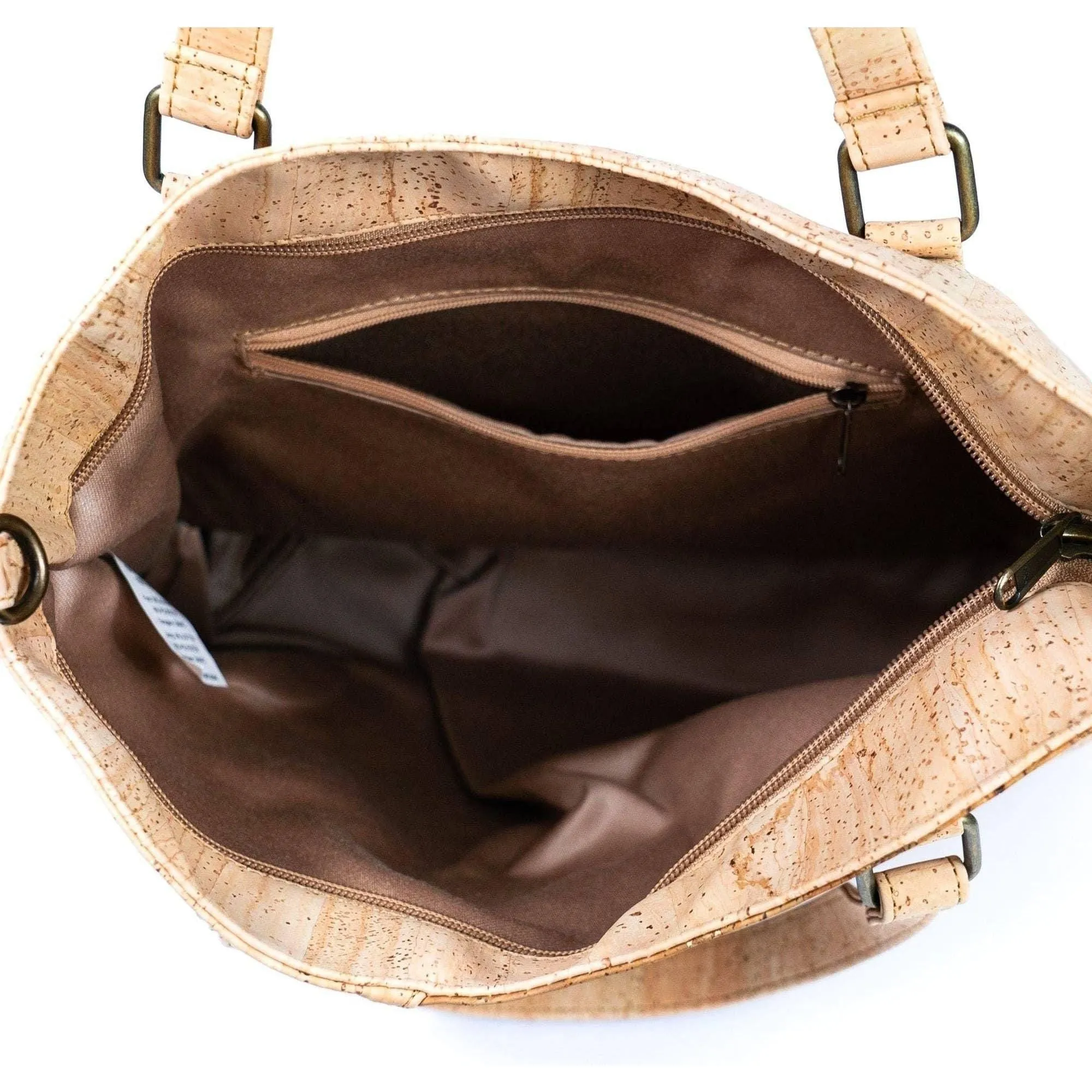 Natural Cork and Tobacco Brown Accent Women's Tote Bag, Cork from Portugal