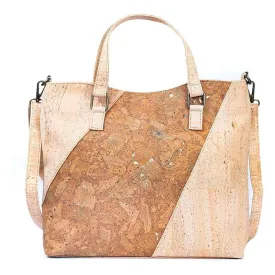 Natural Cork and Tobacco Brown Accent Women's Tote Bag, Cork from Portugal