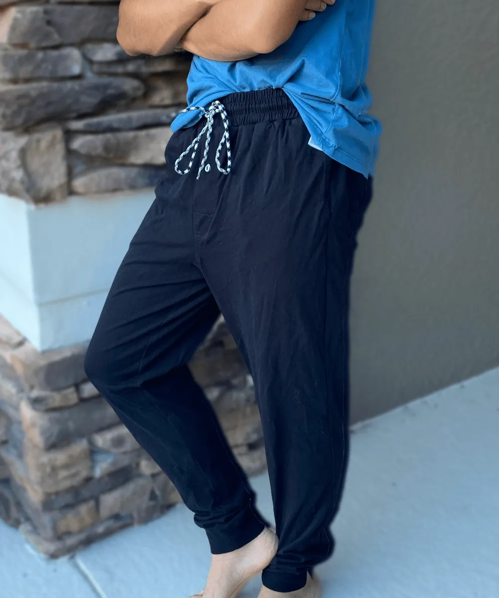 NEW, Short Men's Jogger Sleep Pant , 100% Cotton Jersey Knit Pajama Bottom