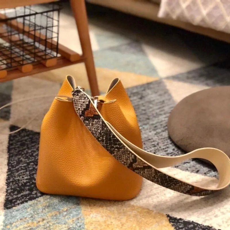 Pink Leopard Strap Bucket Bag