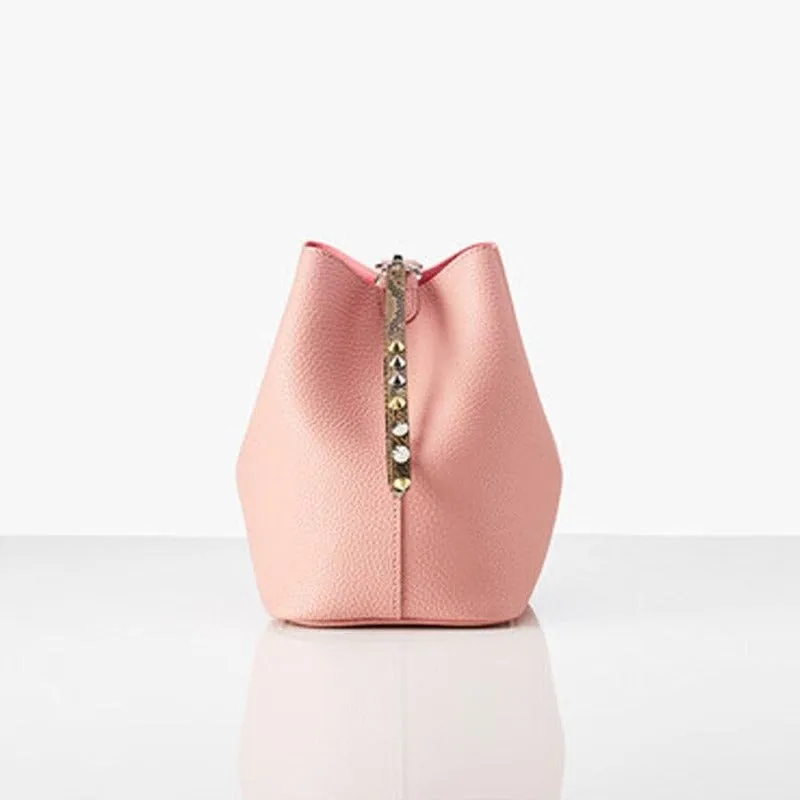 Pink Leopard Strap Bucket Bag