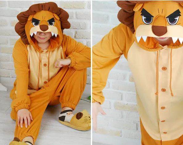 PITaPATs kids onesie animal jumpsuit costume - long sleeve brown king lion