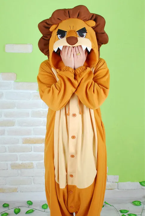 PITaPATs kids onesie animal jumpsuit costume - long sleeve brown king lion
