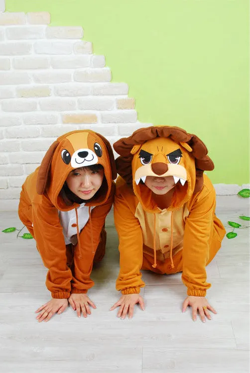 PITaPATs kids onesie animal jumpsuit costume - long sleeve brown king lion