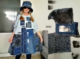 Plus Size Patchwork Denim Dress 2XL Loose Boho Outfits For Women