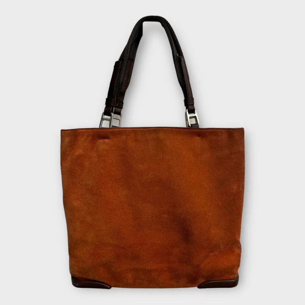 Prada 1999 Orange Suede Mini Tote Bag