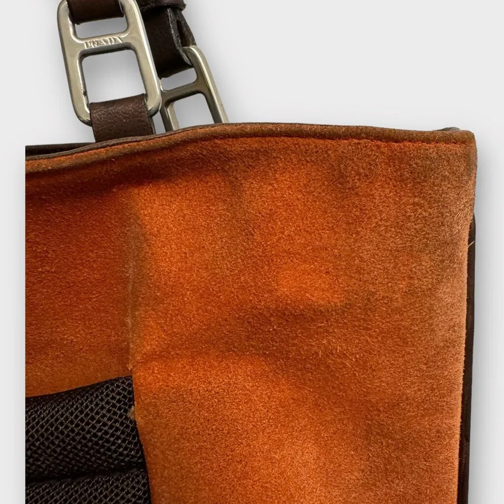 Prada 1999 Orange Suede Mini Tote Bag