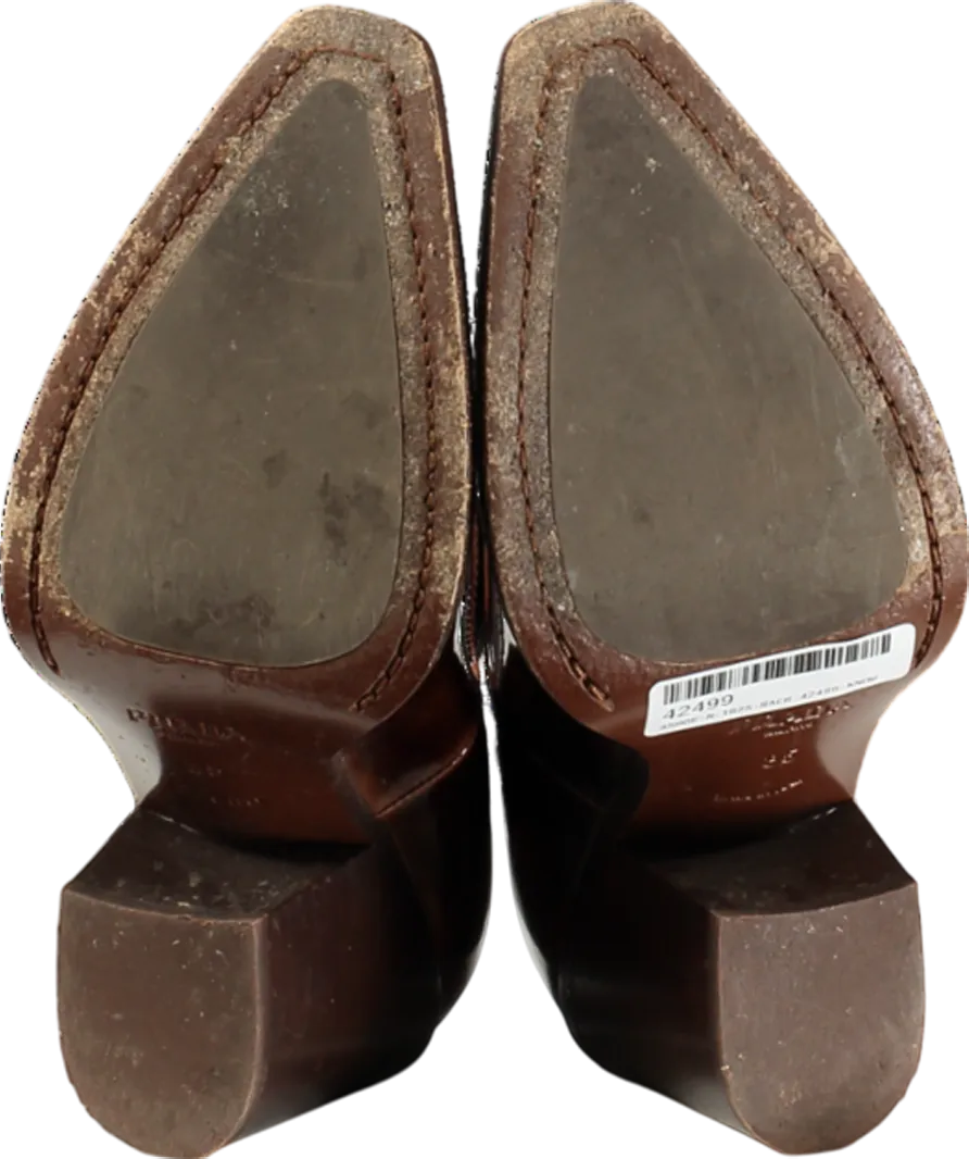 PRADA Brown Leather Mary Jane Court Shoes UK 2 EU 35 👠