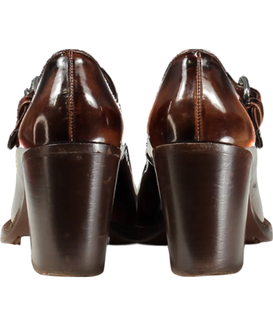 PRADA Brown Leather Mary Jane Court Shoes UK 2 EU 35 👠