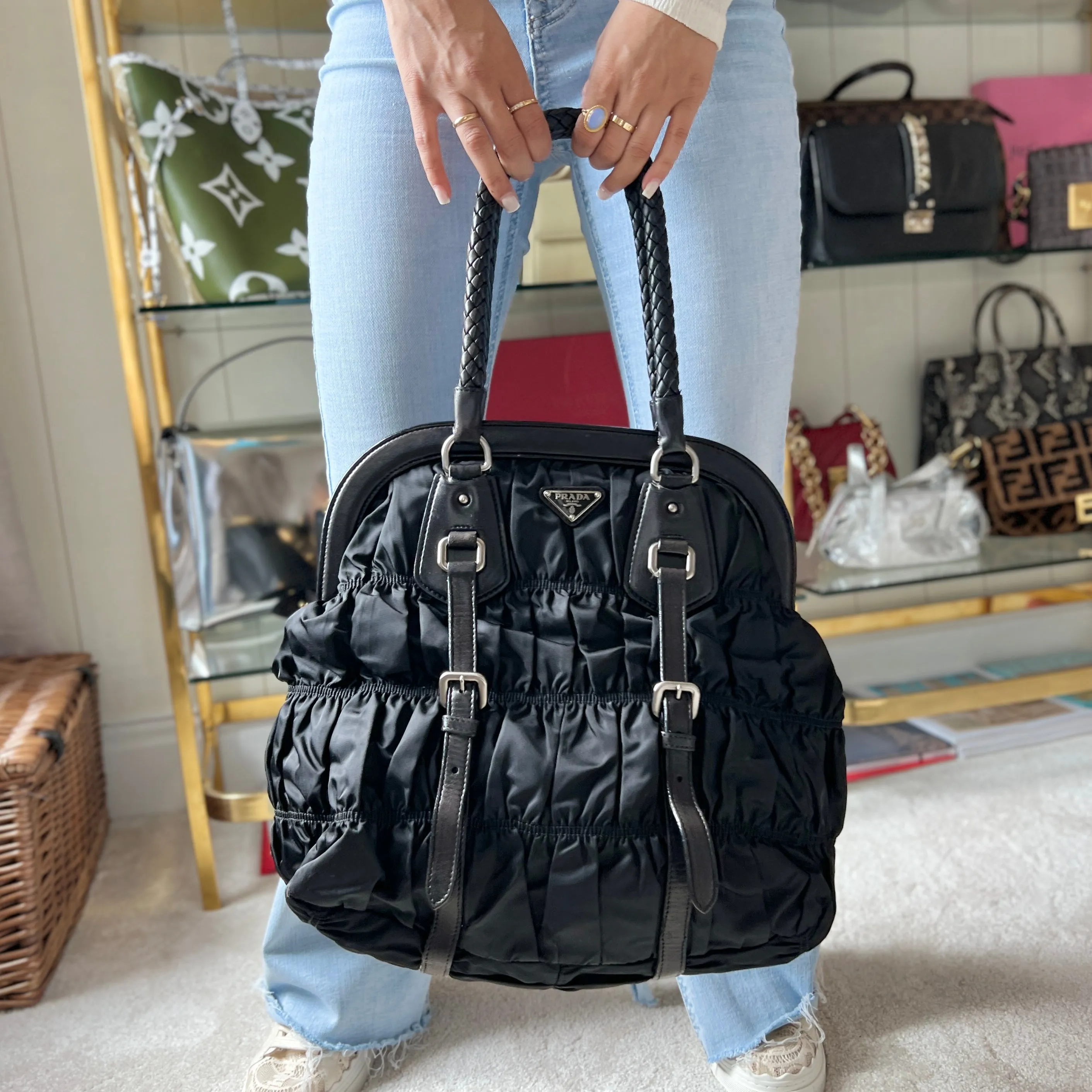 PRADA GAUFRE NYLON SHOULDER BAG