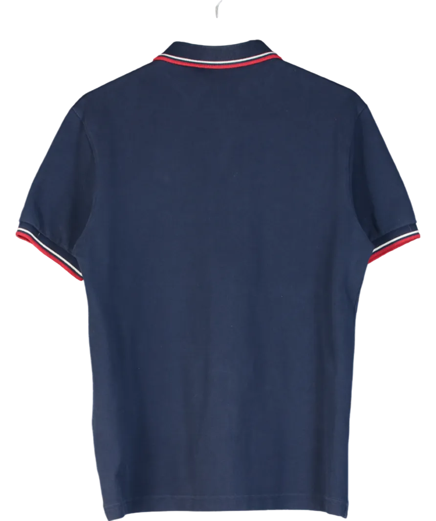 Prada Navy Blue Logo Plaque Polo Shirt UK M
