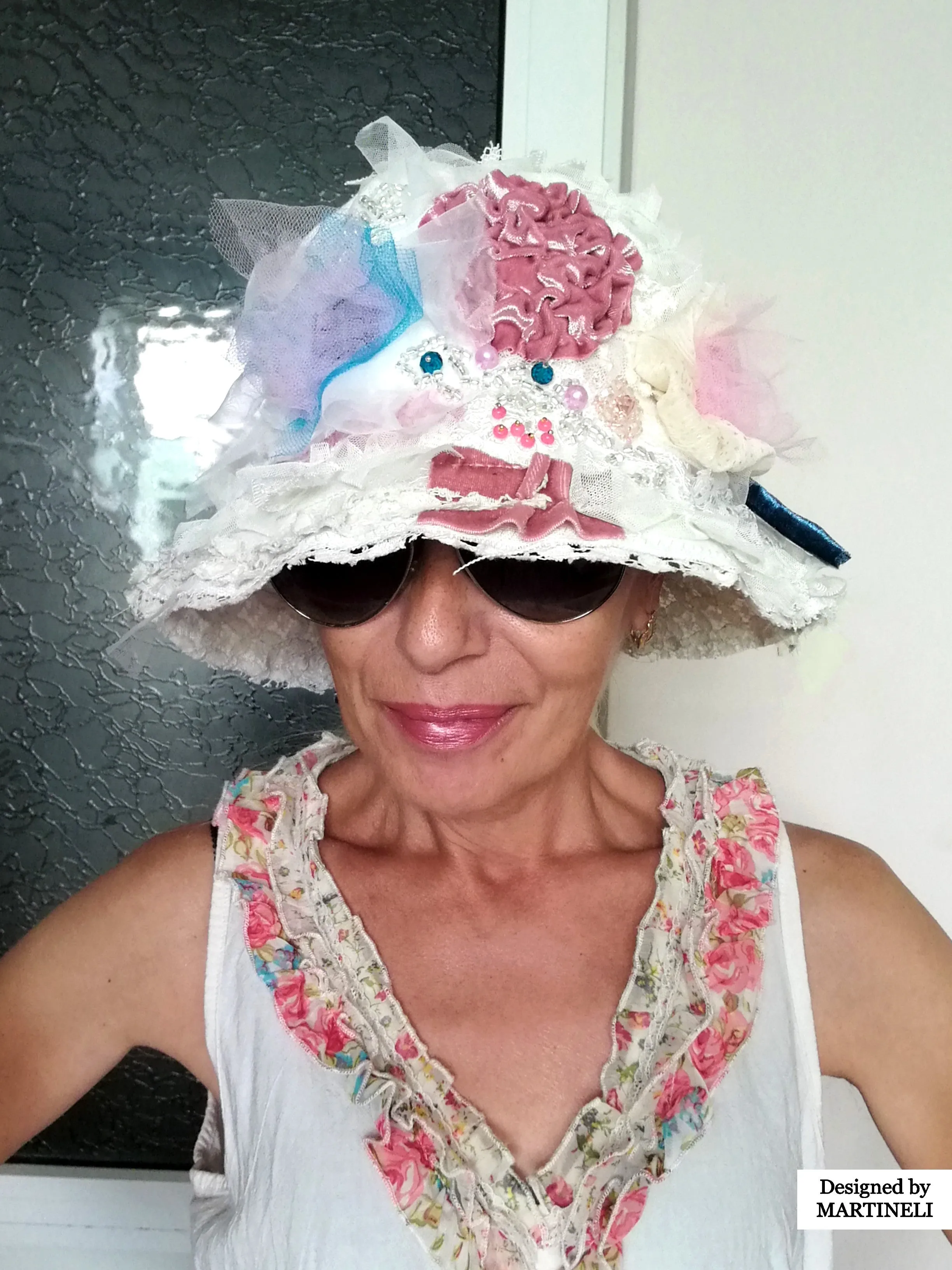 Romantic Boho Bucket Hat Embroidered White Linen Hat For Women