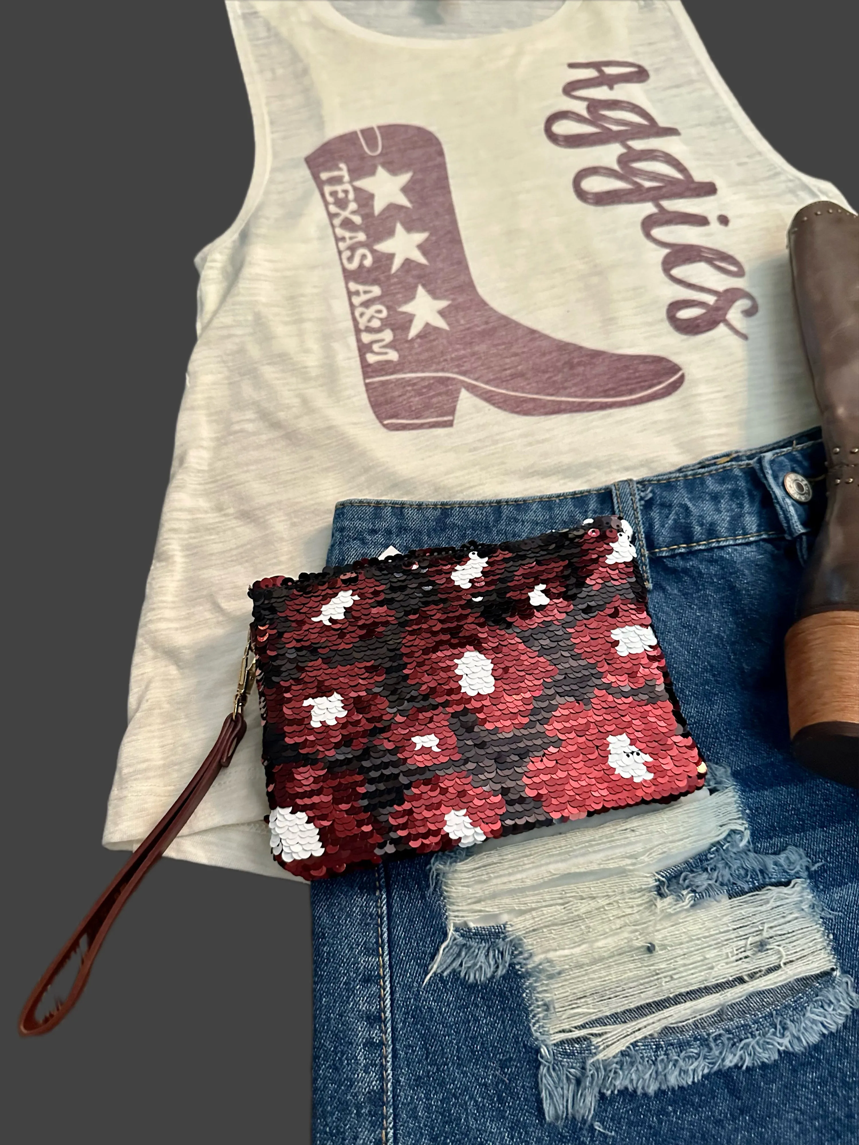 Sequined College Clutch Wristlets