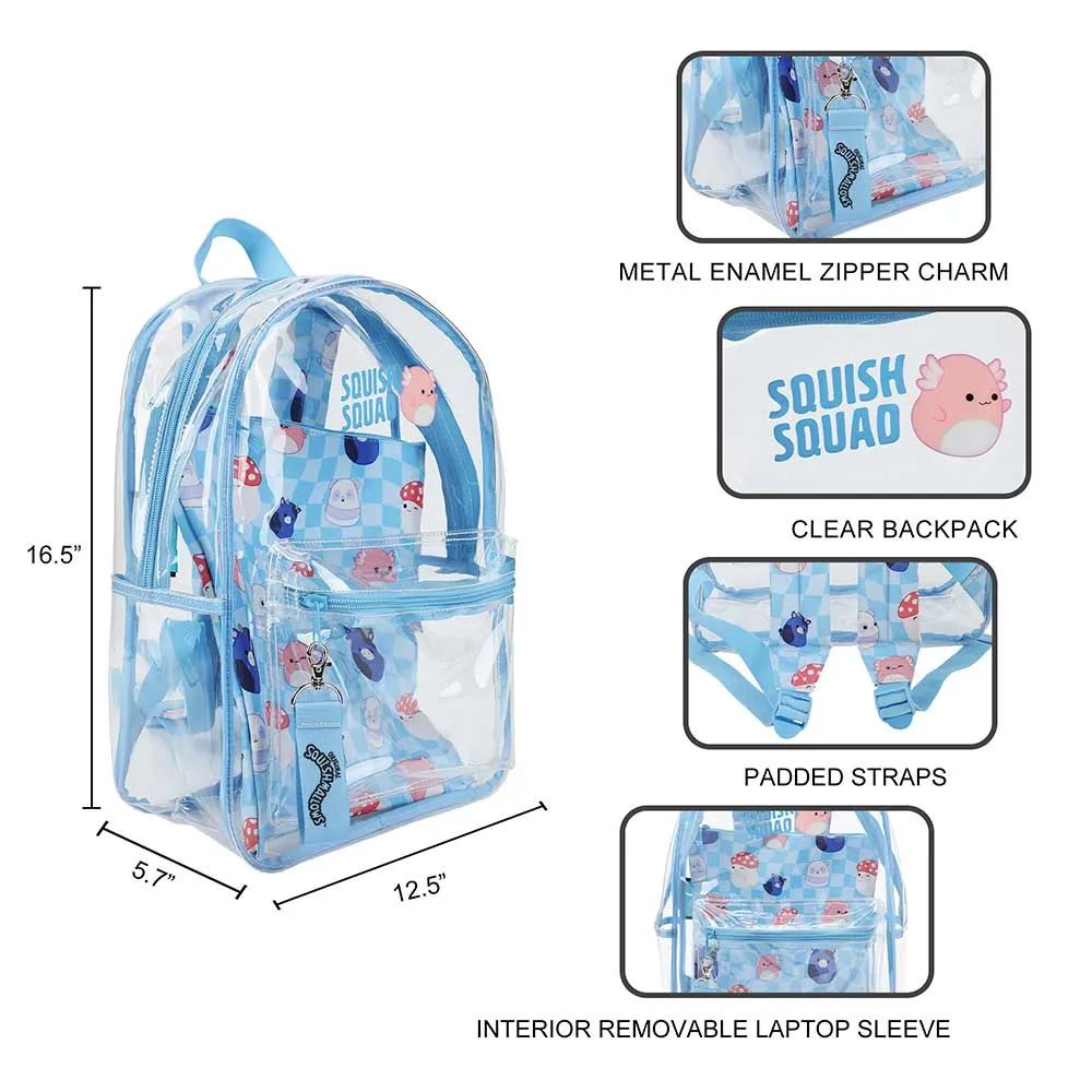 Squishmallow 16 Inch Clear Vinyl Backpack with Laptop Sleeve