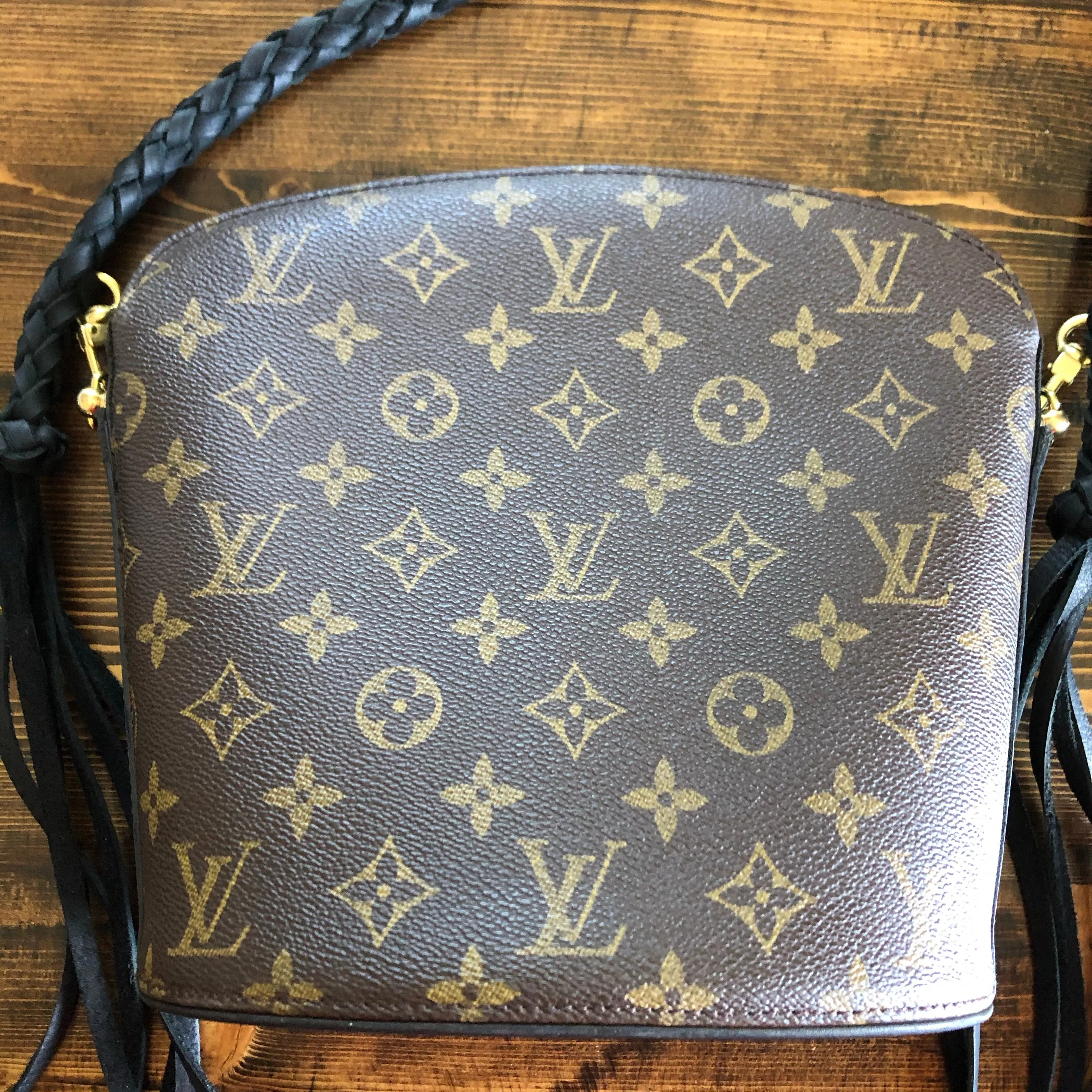 The Finch - Vintage Monogram Black Crossbody with Two Straps!