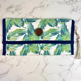 Tropical Leaf Print Handmade Purse Tassel