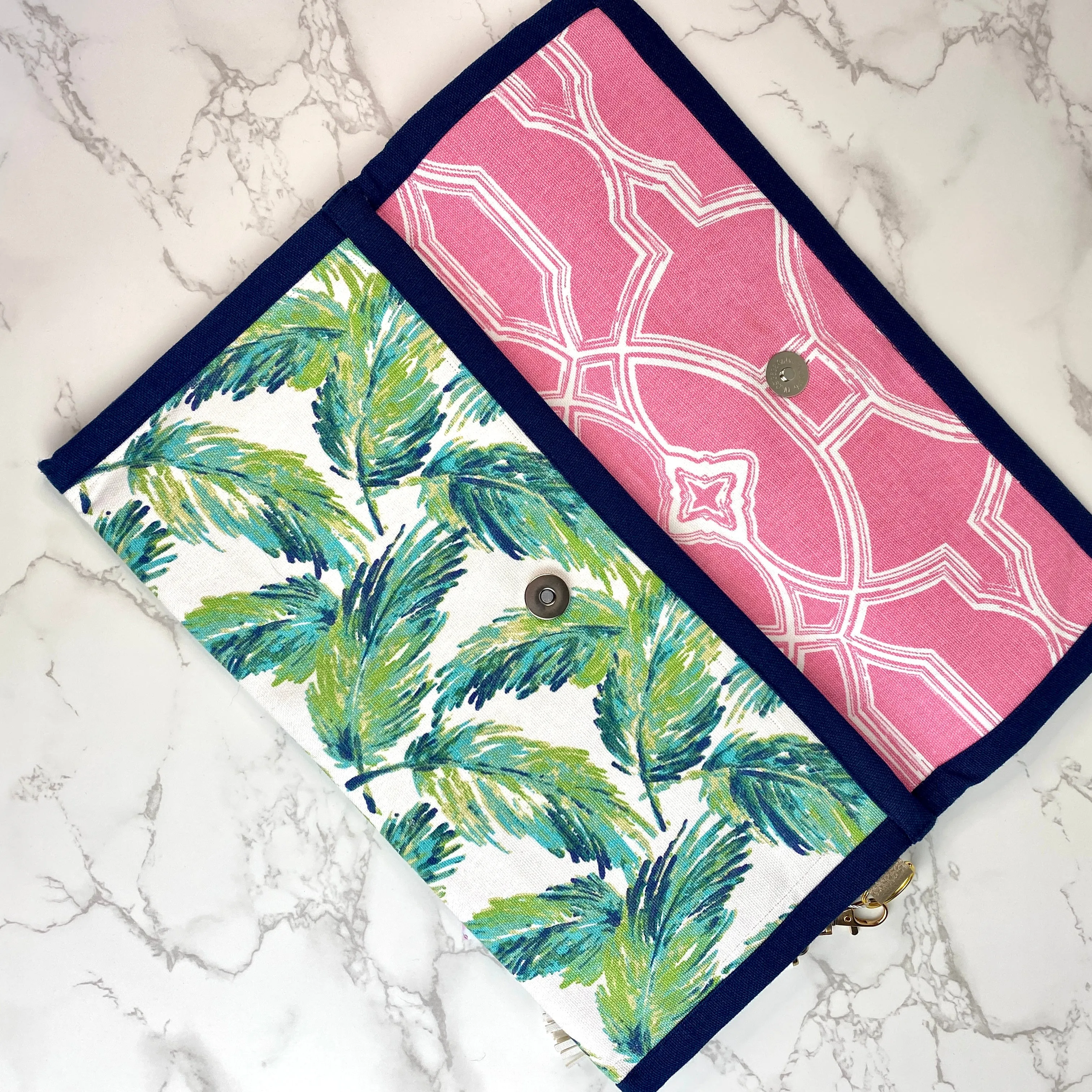 Tropical Leaf Print Handmade Purse Tassel