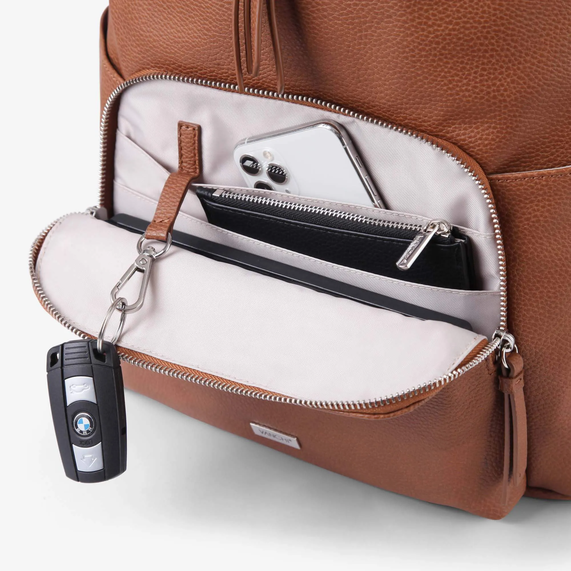 VANCHI The Frankie Everyday Backpack Nappy Bag - Tan