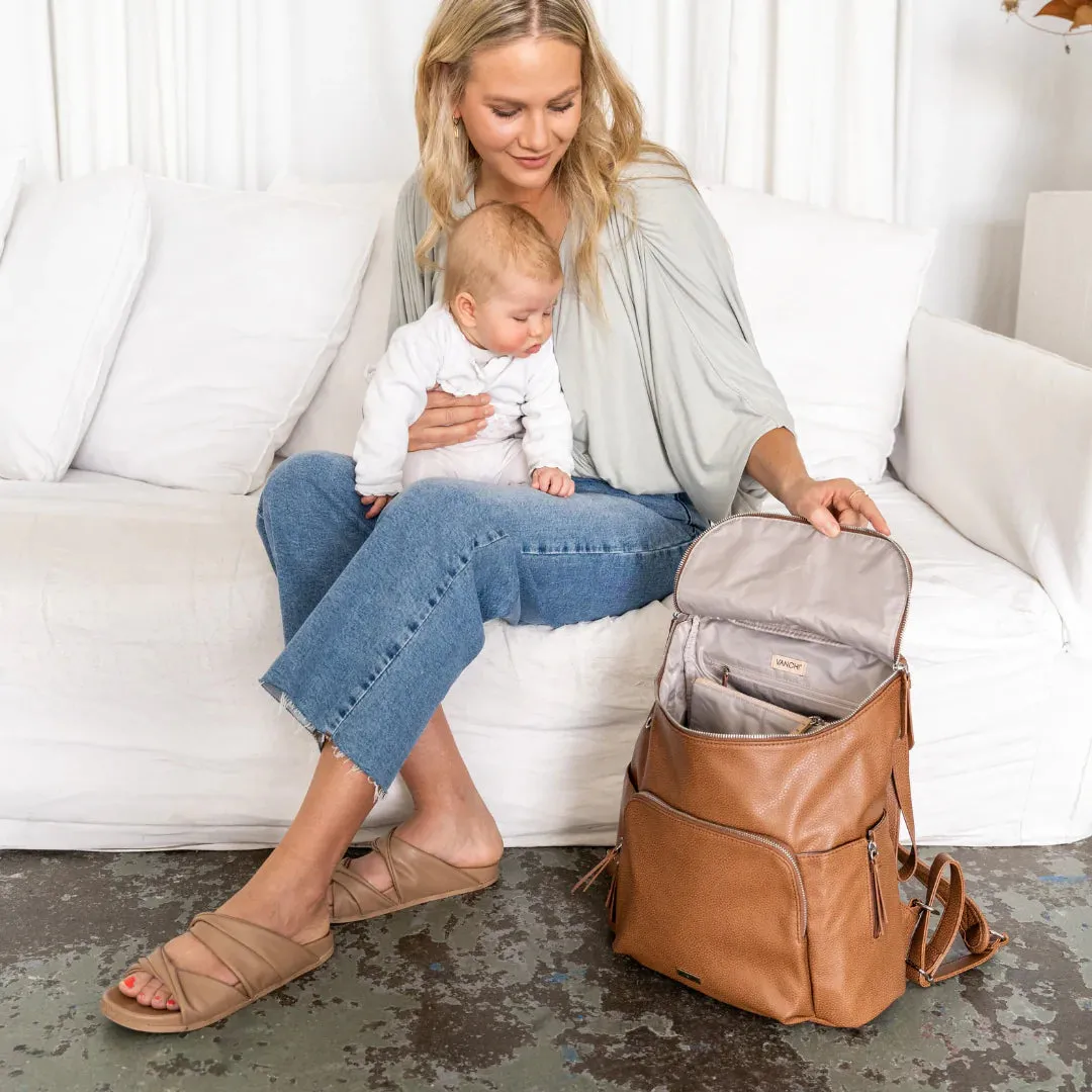 VANCHI The Frankie Everyday Backpack Nappy Bag - Tan
